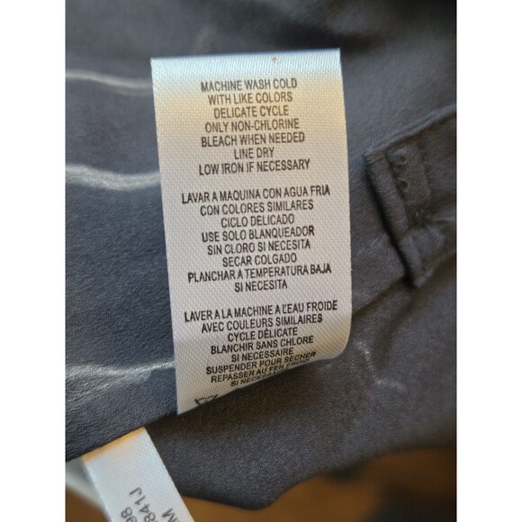 Calvin Klein Women's Gray Button Down Blouse, Zipper Accents, Roll Up Sleeves, L - Picture 5 of 9